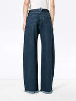 Thumbnail for your product : Marques Almeida Raw Hem Blue Mid Rise Wide Leg Jeans
