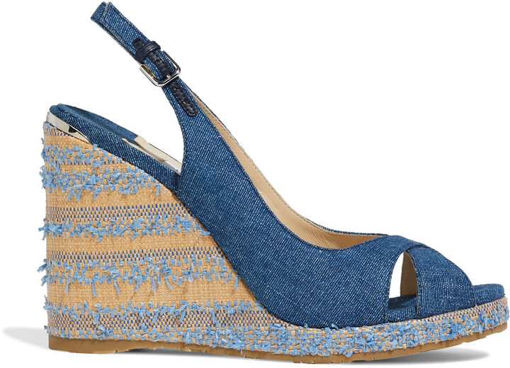 navy sling back wedges