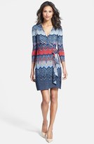 Thumbnail for your product : BCBGMAXAZRIA Print Long Sleeve Jersey Wrap Dress