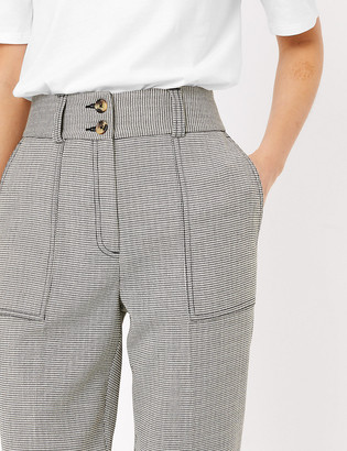 Marks and Spencer Evie Straight Leg Checked 7/8 Trousers