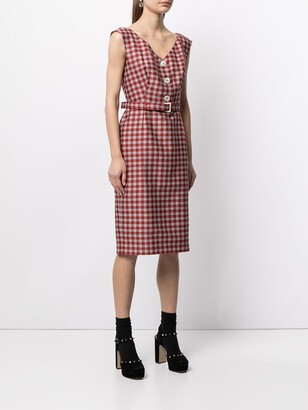 Prada Pre-Owned Pre-Owned Gingham Belted Dress