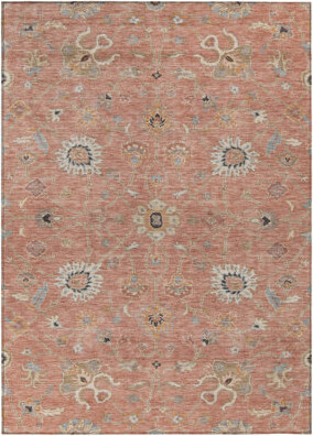 HomeRoots 10' X 14' Pink Gray And Beige Floral Washable Indoor Outdoor Area Rug