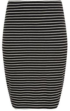 New Look Inspire Black Stripe Print Tube Skirt