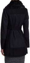 Thumbnail for your product : GUESS Faux Fur Collar Waist Belt Wool Blend Coat