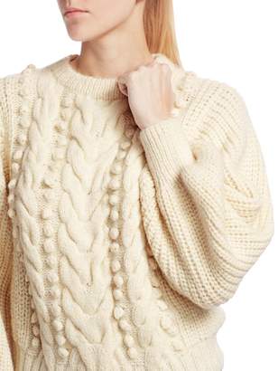 Eleven Paris Six Charlotte Puff Sleeve Mixed-Knit Sweater