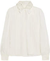 Thumbnail for your product : Miu Miu Pussy-bow Embellished Pleated Crepe De Chine Blouse