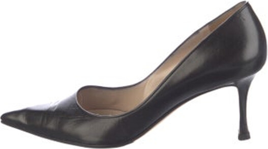 Manolo Blahnik Leather Pumps Blue Pointed-Toes Includes Box & Dust Bag