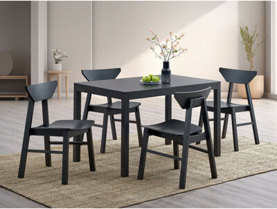 Latitude Run Briar 5Pcs Black Finish Rectangular Table W/ Chair Dining Set