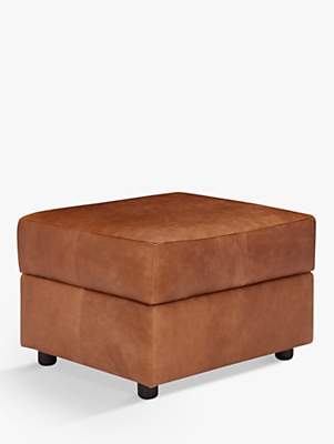 John Lewis & Partners Oliver Leather Storage Footstool, Dark Leg, Luster Cappuccino