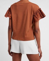 Thumbnail for your product : Express Ruffle Lace Sleeve Bateau Neck Tee