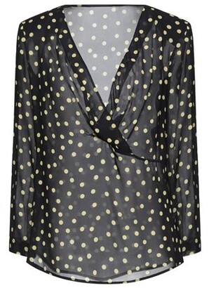 black blouse with gold polka dots