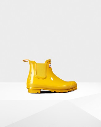 yellow gloss hunter boots
