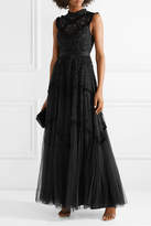 Thumbnail for your product : Needle & Thread Daisy Embroidered Embellished Tulle Gown - Black