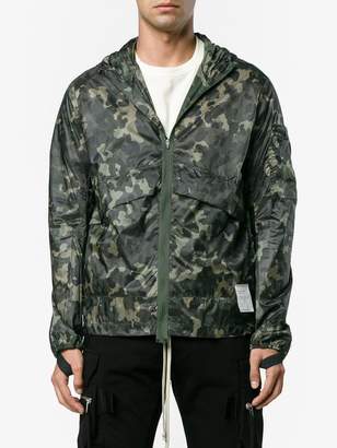 Satisfy camouflage packable windbreaker jacket
