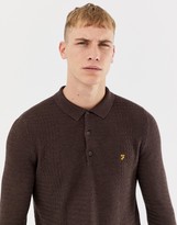 Thumbnail for your product : Farah Pawsom long sleeve knitted polo in brown