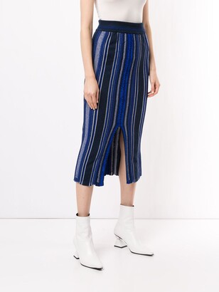 Mame Kurogouchi Striped Knitted Midi Skirt