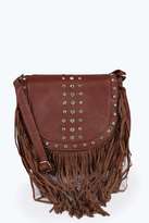 Thumbnail for your product : boohoo Sienna Stud and Tassel Cross Body Saddle Bag