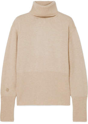 Low Classic Embroidered Knitted Turtleneck Sweater - Ecru