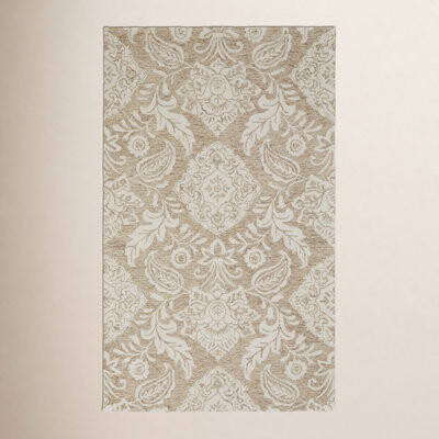 Birch Lane Armando Floral Handmade Tufted Wool Taupe/Ivory Area Rug