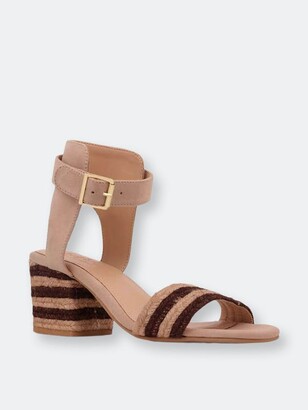 Rag & Co Rayna Brown Braided Jute Strap and Suede Sandal - Natural Brown