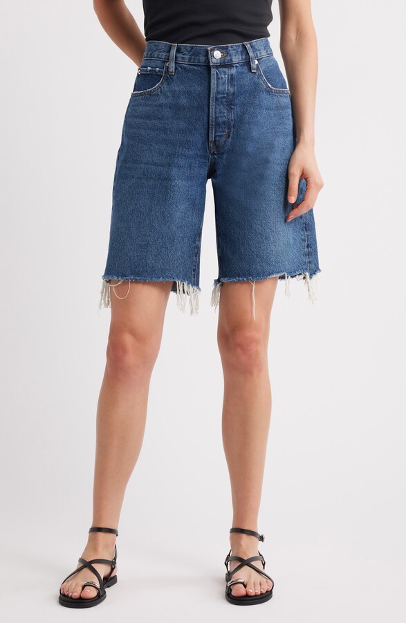 Frame The Leisure Raw Hem Denim Shorts