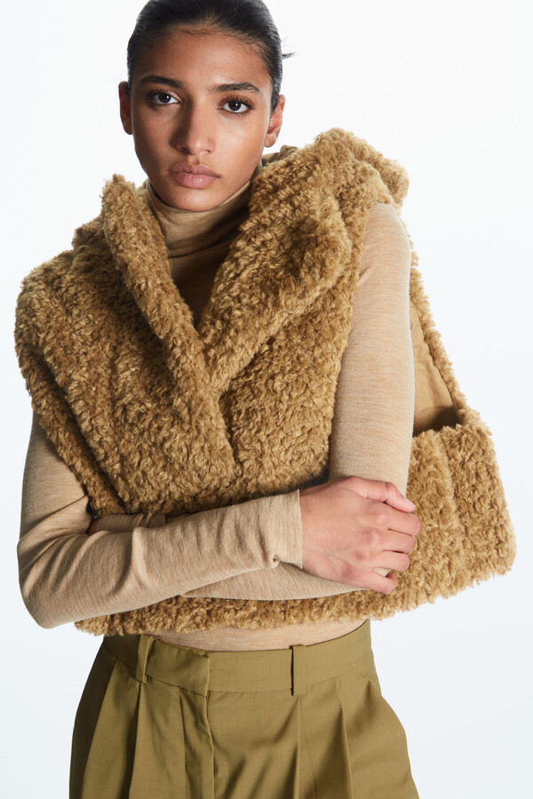 COS Hooded Faux Shearling Vest - ShopStyle