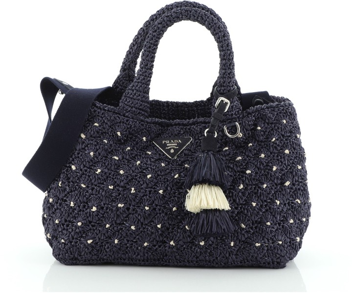 prada raffia tote bag