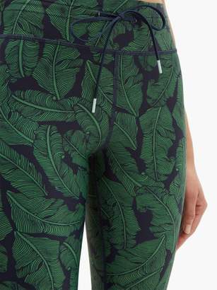 The Upside Palm Leaf-print Performance Leggings - Womens - Green Navy