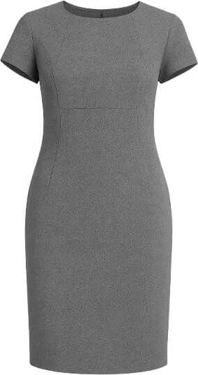 Conquista Grey Short Sleeve Straight Tailored Dress