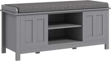 Shoe Rack Bench For Entryway With Cushion, Sliding Doors, 10 Pairs