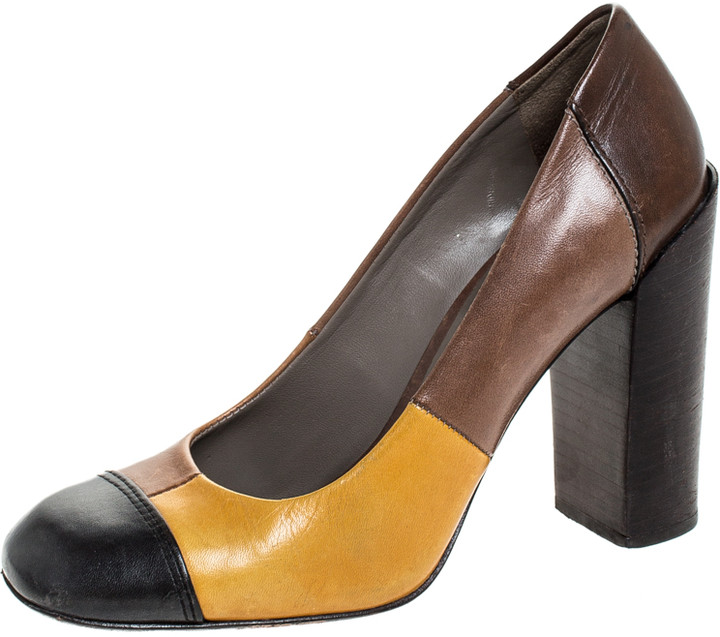 taupe block heel pumps