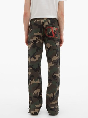 Valentino V-logo Camouflage-print Track Pants - Khaki