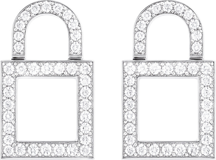 The Gala Silver Crystal Lock Statement Earrings