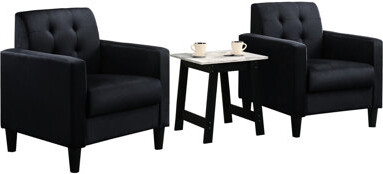 House of Hampton Living Room With Black Velvet Armchairs And Table 27.5\