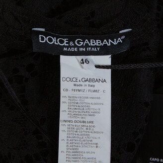 Dolce & Gabbana Black Floral Lace Bee Appliqued Shift Dress L