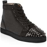 Thumbnail for your product : Christian Louboutin Louis Spikes Orlato Flat Velvet High-Top Sneakers