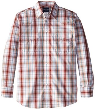 Wrangler Men's Big-Tall Wrinkle Resist Western Rust Turquoise Cream Shirt