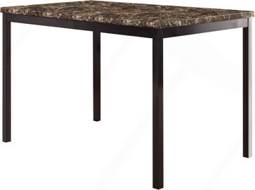 Latitude Run Simple Style Dining Table 1Pc Brown Faux Marble Table Top Black Metal Finish Frame Transitional Dining Furniture