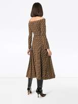Thumbnail for your product : Fendi Logo print off-the-shoulder midi dress