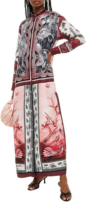 F.R.S For Restless Sleepers Printed silk-twill maxi shirt dress - Pink - M
