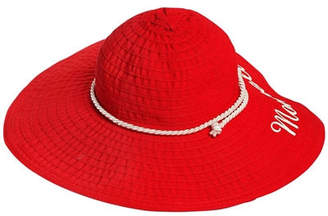 MonnaLisa Wide Brim Logo Printed Grosgrain Hat