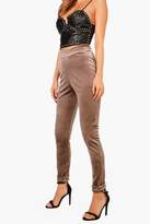 Thumbnail for your product : boohoo Velvet Turn Up Skinny Trousers