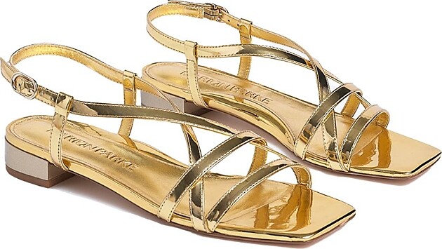 Marion Parke Women's Mirrored Leather Sabine Flat Sandal