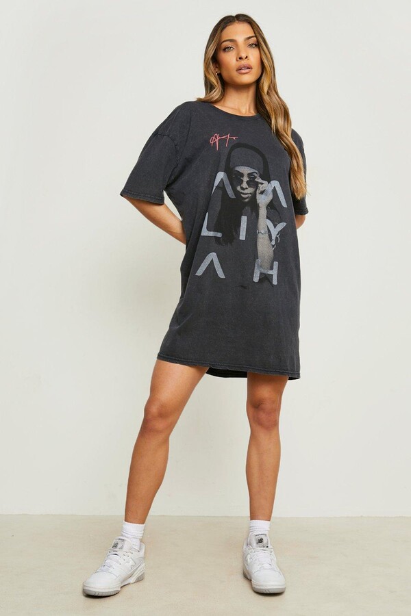 boohoo Aaliyah License Print T-shirt Dress - ShopStyle