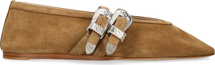 Le Monde Beryl Suede Buckle Claudia Ballet Flats