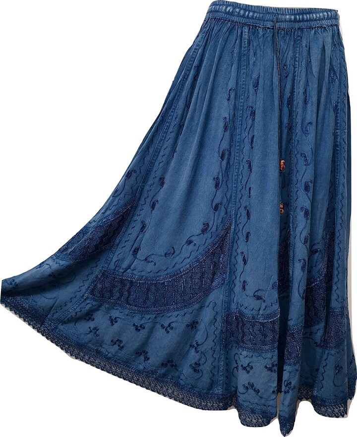 Doorwaytofashion Boho Maxi Skirt Gypsy Rayon/Viscose Net Lace