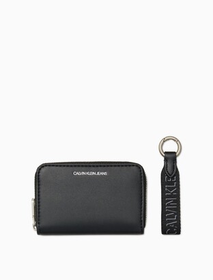 Calvin Klein Logo Zip Wallet + Keychain Set - ShopStyle