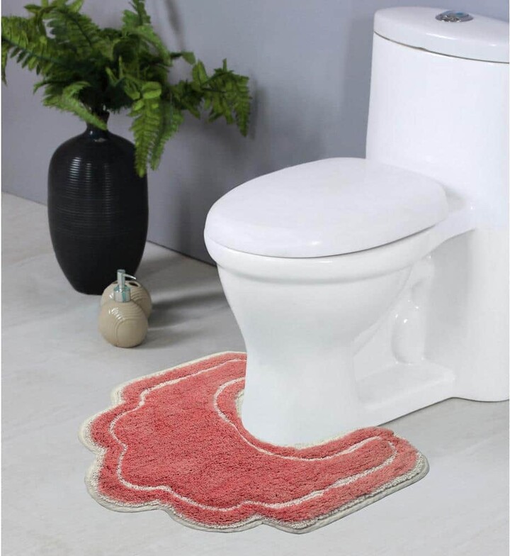 HOME WEAVERS INC Allure Collection 100% Cotton U Shaped Toilet Rug, 20 in. x20 in. Contour, Coral