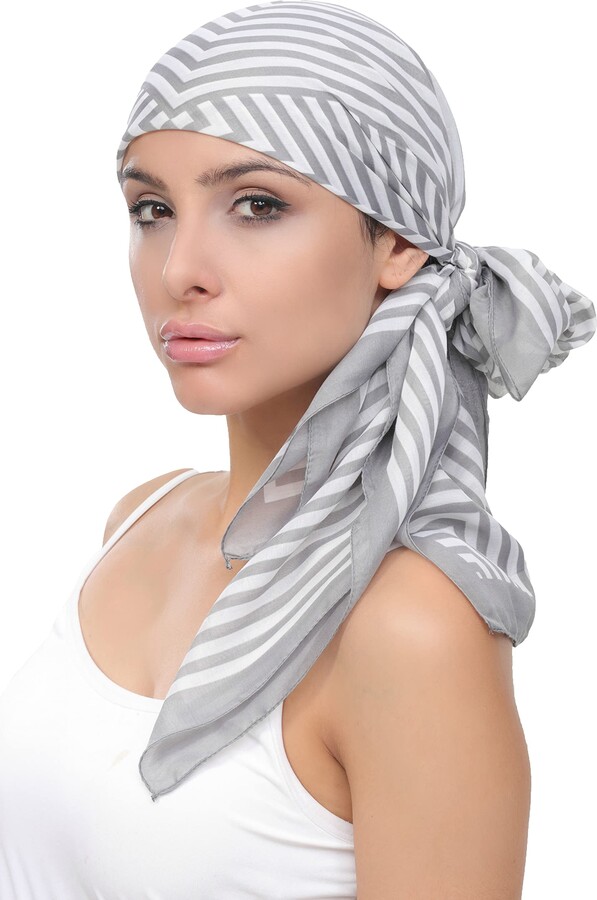 Deresina Headwear Deresina's Women Everyday Square Head Scarves for Chemo (V1) (GreyCream