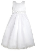 Thumbnail for your product : Joan Calabrese Girl's Floral Satin & Tulle First Communion Dress